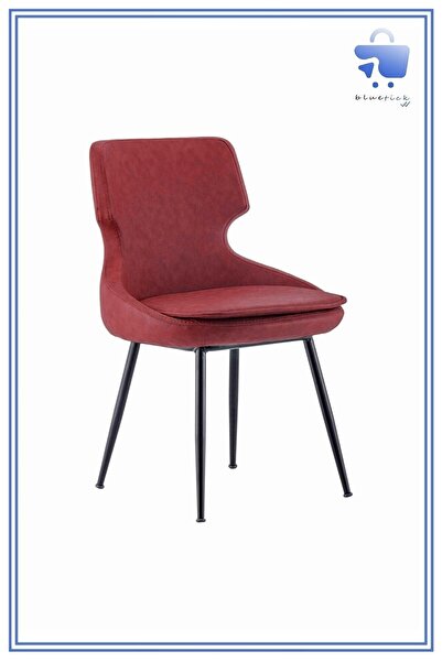 bluetick Donna Metal Siyah Ayak Poliüretan Sünger Deri Rahat Sandalye