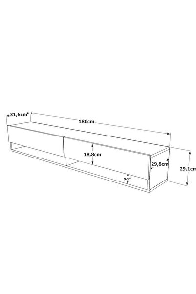 L'occi Concept Delphin 180 Cm Kapaklı Raflı Duvara Monte Tv Ünitesi Dlp9-aa Çam-antrasit