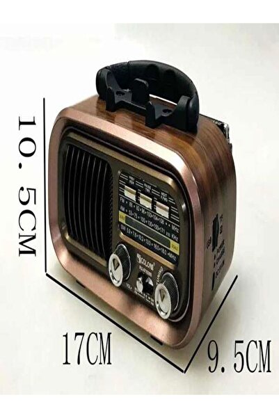 BAYINDIRELEKTRONİK Nostaljik Görünümlü Solar Panelden Şarj Olabilen Telefon Standlı FM Radyo Bluetooth Hoparlör
