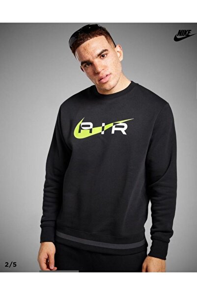 Nike Sportswear Swoosh Air Graphic Fleece Crew-Neck Siyah Erkek Sweatshirt