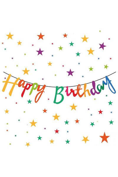 kidspartim Παστέλ Χρώμα Happy Birthday Καλλιγραφία Banner - 110x20 cm
