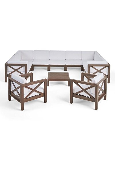 ODUNS Kayra Bahçe Balkon Teras Ahşap Köşe Koltuk Takımı