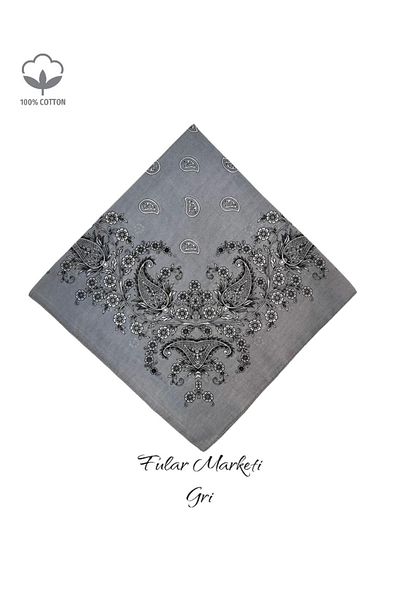 Fular Marketi Add 4 to Basket Pay 3 100% Cotton Crush Patterned Bandana Gray Price Is for 1 Piece