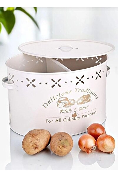 EVSTYLE Potato Onion Bucket with Metal Compartments White - 18 Lt