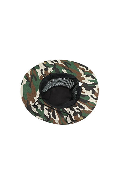 layfhex Yazlık Katlanabilir Bağlamalı Fileli Balıkçı Avcı Safari Fötr Fötür Şapka Kamuflaj