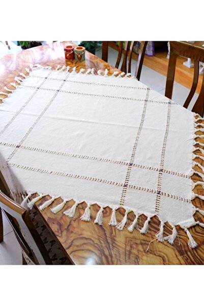 denizli hatırası buldan bezi nazar boncuklu sacaklı 90x90 fiskos masa örtüsü