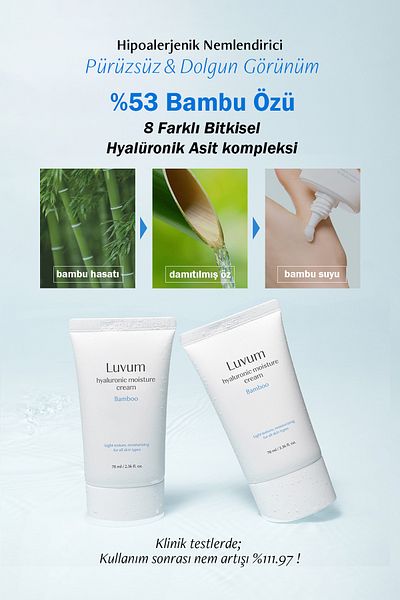 LUVUM Hypoallergenic Intensive Moisturizer Luvum Containing Bamboo Colored Hyaluronic Acid - Bamboo Cream