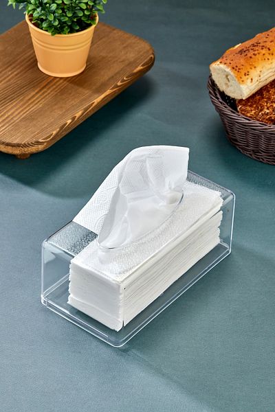 Tugomer Decorative Transparent Napkin Holder - Towel Paper Dispenser, Clear Napkin Organizer