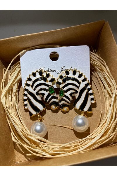 vivam jewelry Zebra Earring Enameled