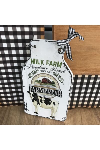 FK Home Decor Dekoratif Mutfak Pano Inek Süt Şişe Güğüm Formlu Milk Yazılı