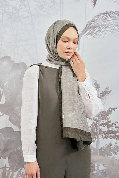 ARMANDA Chain Monogram Shawl - New Trend Color Shawl Scarf Hijab - Dark Gray