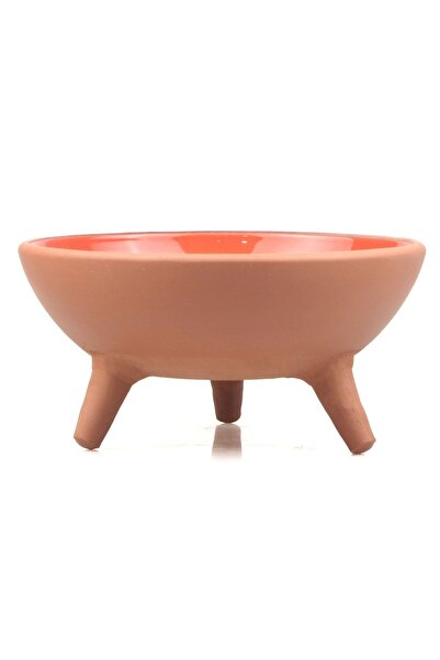 Cappadocia Pottery Renk Seçenekli Seramik Ayaklı Sırlı Çömlek Kedi Maması Kab...