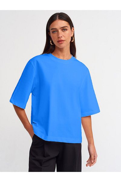Dilvin 30299 Tricou din bumbac cu gât crew-sax
