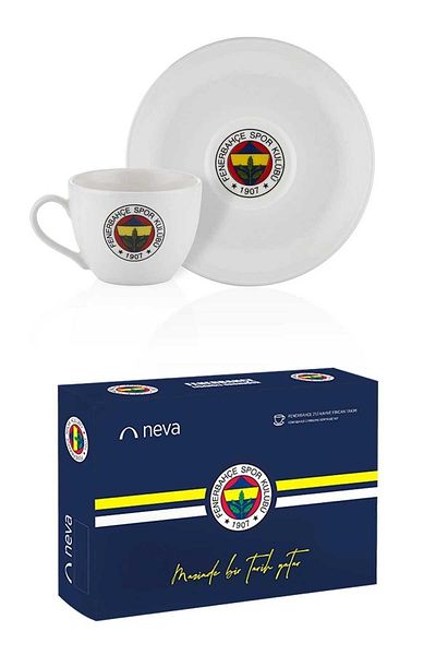 Fenerbahçe طقم فناجين شاي بورسلين مرخص مكون من قطعتين