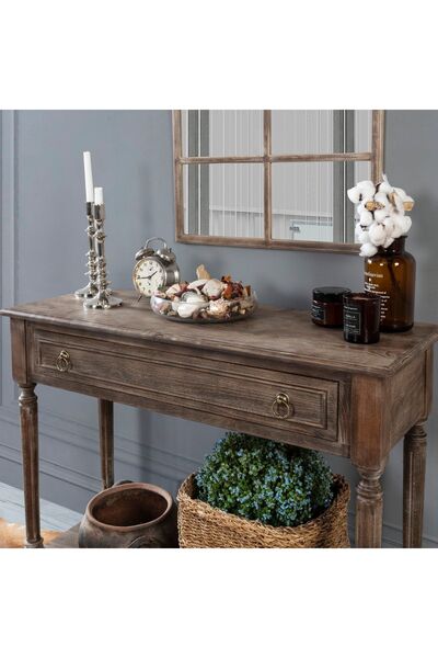 Woodenbend Arlen Koyu Eskitme Masif Dresuar 100x38x80 Ahşap Konsol Antre Koridor Sehpası ( 1 adet dresuar)