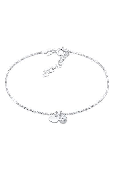 ELLI Romantisches Armband „Herz Kristall Liebe“ aus 925er Silber