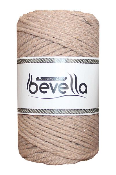 Bevella Macrame Cord Κονιάκ Μπεζ Premium 3 Τεμάχια Στριφτό Κλωστή Μακραμέ - 3 Mm 250 Gr