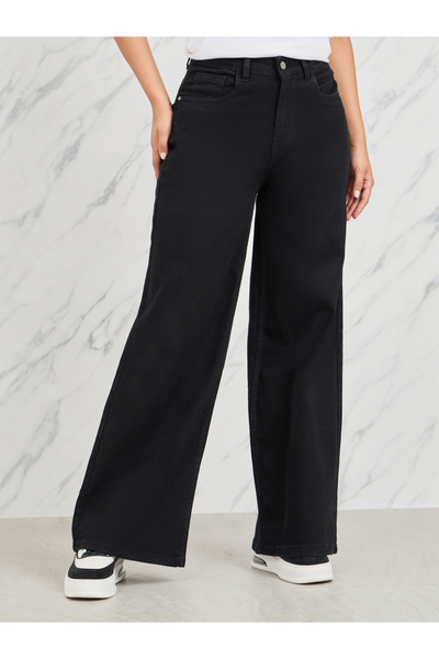 Styli بنطال جينز فضفاض متوسط الخصر