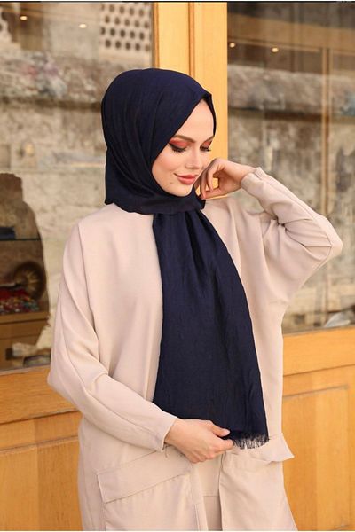 Mides scarf الخيزران اللون الأسود شال-الأزرق الداكن