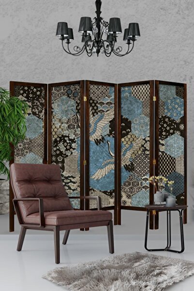 Modacanvas 5 Kanat Masif Ahşap Paravan