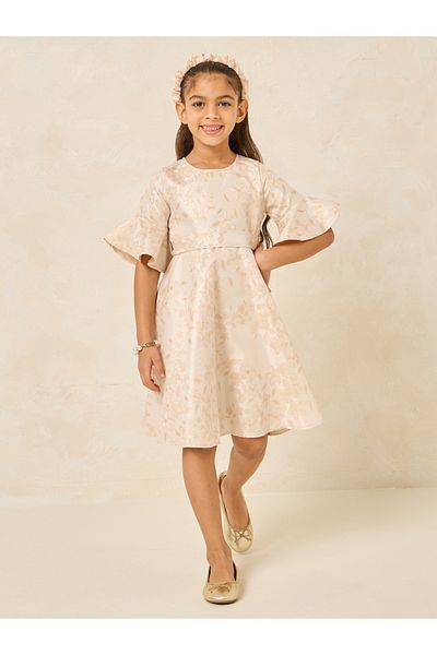 Styli Jacquard Bell Sleeve Dress