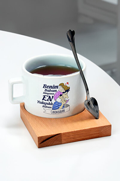 hediyemen Dünyanın en yakışıklı babası yazılı babaya hediye çay fincanı