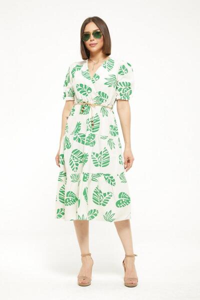 tomıross Μακρύ λινό φόρεμα - Ζώνη, Elbstgss-1557