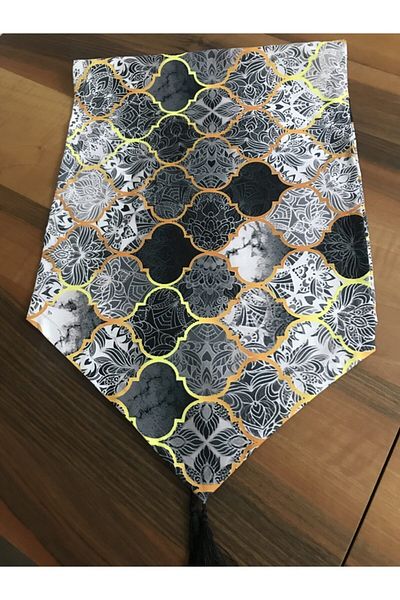 GNCHOME Runner alb-negru cu model marocan