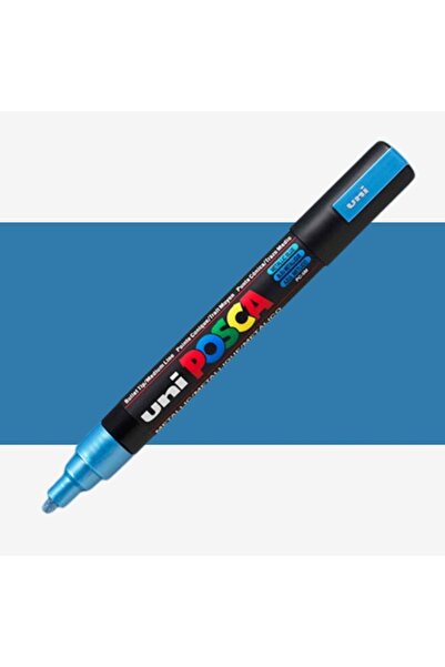 Uni قلم Posca باللون الأزرق المعدني - Pc-5m، 1.8-2.5mm