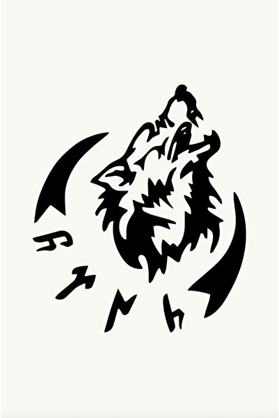 HMNL Göktürk Türk Kurt Sticker Oto Sticker Araba Cam Sticker 15x12 Cm