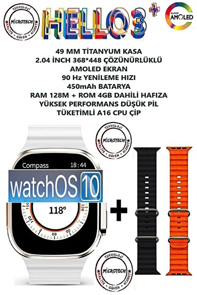 TMAX HELLO WATCH 3+ PLUS WATCH 9 ULTRA 2 (SON SERİ YENİ ÜRETİM 3 KORDONLU)
