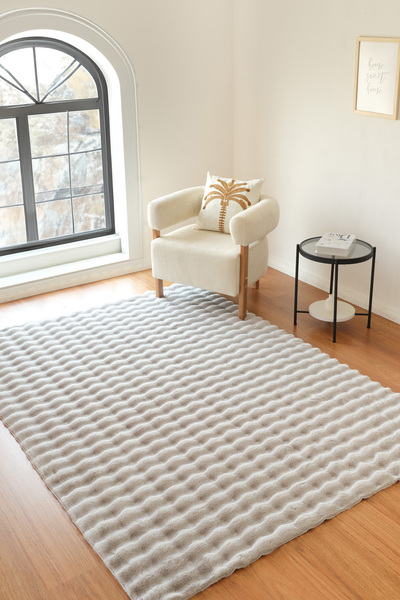 Kaşmir Halı 7/24 Cosy Premium Bubble Açık Gri Yumuşak Dokulu Salon Halısı