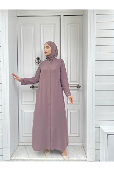 JALİA Women's Ferace with Oval Pocket and Zipper - Snap Detail, Woven Crepe Fabric