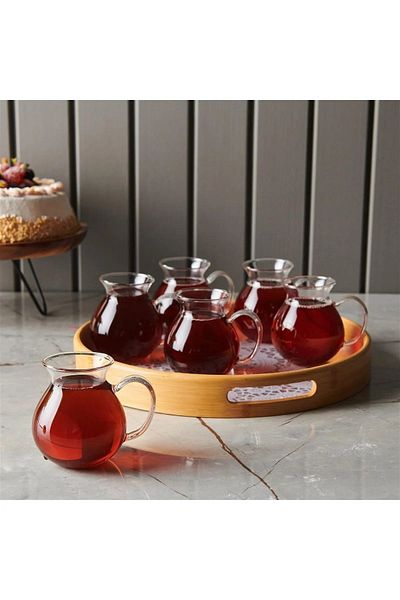 Senin Dükkanın Pack of 6 Borosilicate Glass Tea Cups with Chubby Handles 180 ml