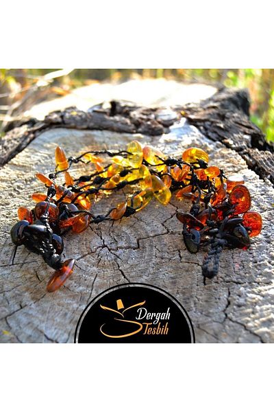 dergah tesbih DK239 Model Genuine Drop Wrist Bracelet - Amber Design