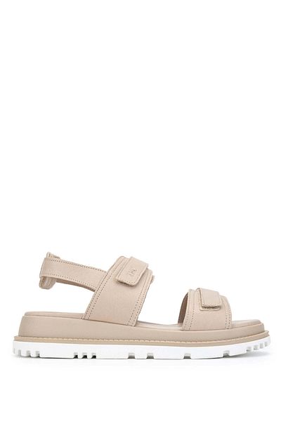 Tamer Tanca Beige Colored Women's Genuine Leather Flat Sandals