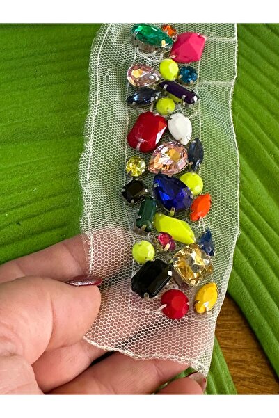 Gönülden Tasarım 14x4 cm Accesoriu Apollo Brodat Piatra Sticla Colorata - App...