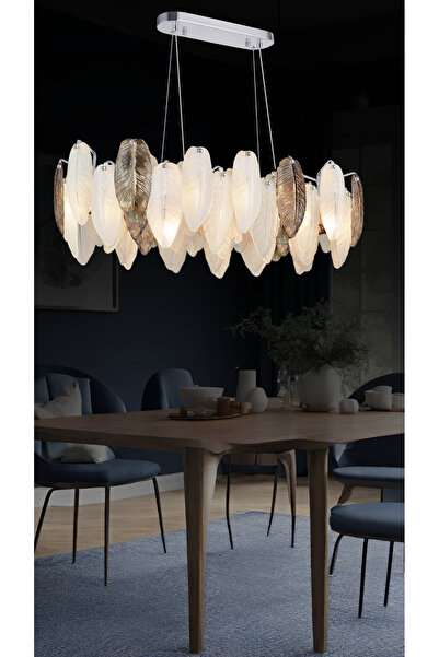 RONİSU AYDINLATMA Hawai Yemek Masası Avize Yaprak Taşlı Zarif  Modern Yemek Masası Üstü Yatak odası Salon Avize