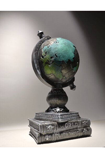 ekinoksart Dekoratif Gri/antrasit Dünya Kitaplı Polyester Obje