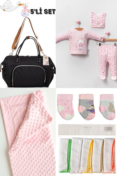 Bombinoo طقم ولادة كبير مكون من 5 قطع - حقيبة أطفال، إصدار المستشفى، بطانية ح...