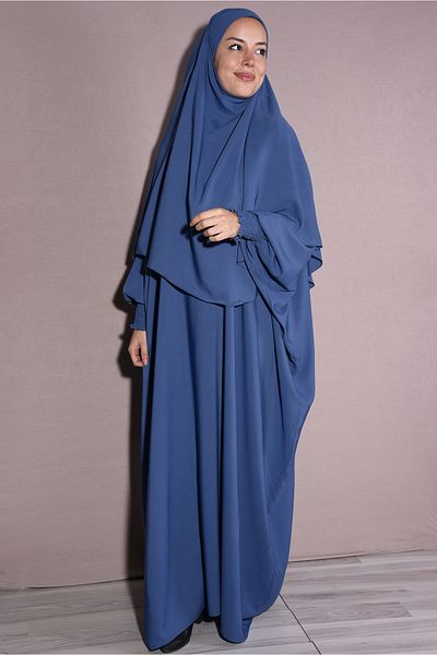 Ns nowascarf Indigo Hijab Shawl and Dress Medina Silk Set