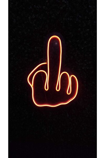 vinyuup Orta Parmak Işareti Neon Led Aydınlatma 36 x 26 cm