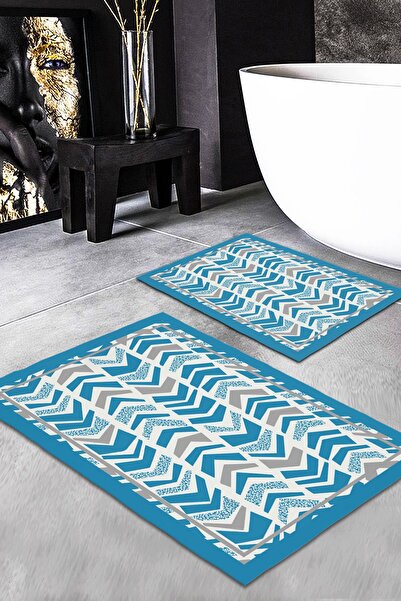 Evmila طقم سجاد حديث منقوش مكون من قطعتين (60x100/40x60) طقم سجادة حمام