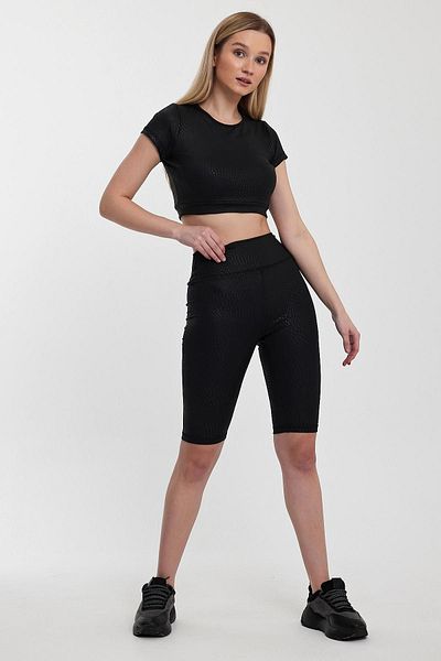 Penyelux طقم ملابس رياضية قصيرة قابلة للتمدد منقوشة من SportivaChic للسيدات