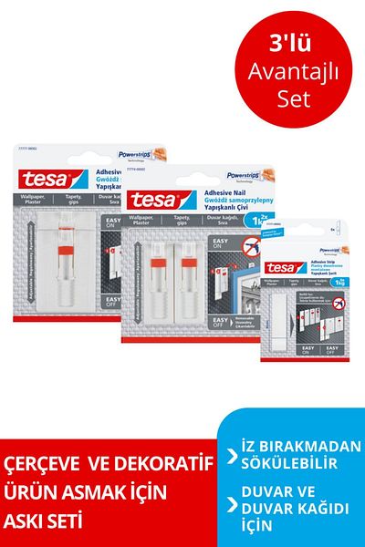 Tesa Detachable Adhesive Hanger Without Leaving Traces - Nail, Wall - Advantageous Package