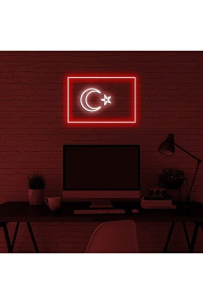 vinyuup Türk Bayrağı Neon Led Işıklı Dekoratif Duvar Aydınlatması Anahtar Ile...