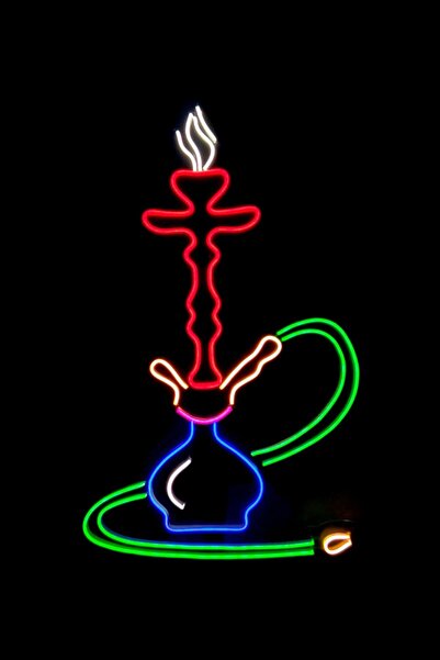 vinyuup Nargile Hookah Neon Led Işıklı Dekoratif Duvar Aydınlatması Anahtar Ile Açma Kapama 40 X 60 Cm