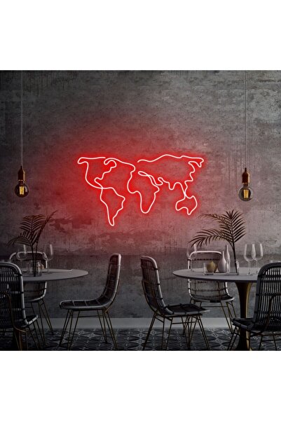 neon graph - World Map - Led Dekoratif Duvar Aydınlatması Neon Duvar Yazısı S...