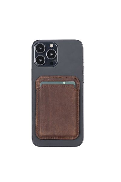Lev Leather Genuine Leather Magnetic Credit Card Holder - Magsafe Wallet, Compatible Smart Phone