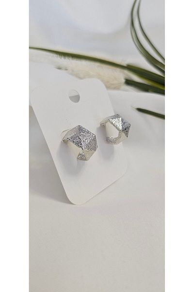 TAKINOMİ Stylish Silver Embroidered Women's Earrings - Stylish Design